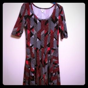 LuLaRoe Nicole Dress Size Large 80s Retro Print
